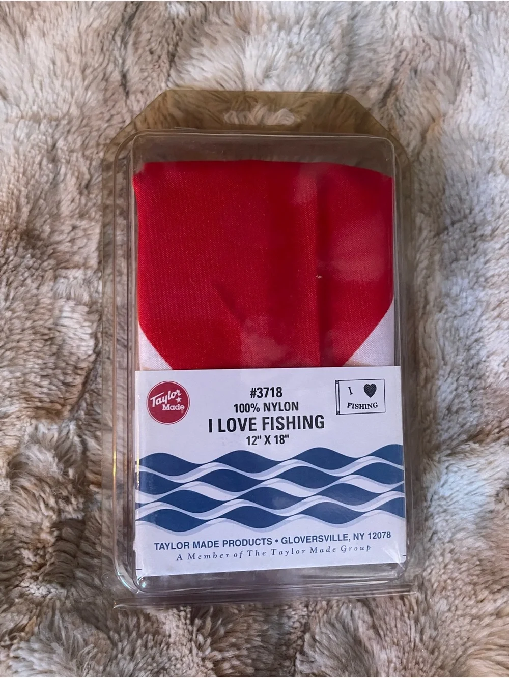 I Love Fishing White Flag with Red Heart 12 x 18
